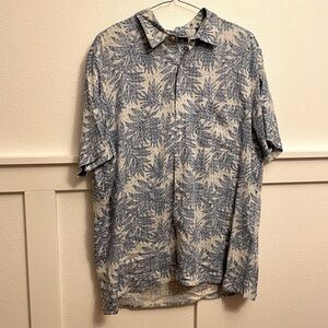 Tasso Elba Mens silky button up short sleeve floral print shirt Size XXL